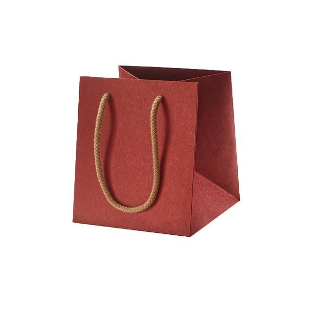 Kleine Geschenktasche aus rotem Kraftpapier mit Baumwollkordel 16 × 16 × 18 cm