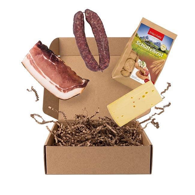 Algunder Genuss – Südtiroler Geschenkpaket mit Speck, Bergkäse, Kaminwurzen und Schüttelbrot