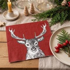 Weihnachtsservietten mit Hirsch „Paul Red“ 33 × 33 cm