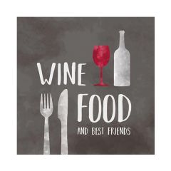 Papierservietten mit Weinmotiv „Wine Food“ 33 × 33 cm