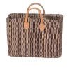 Große rechteckige Strohtasche natur-blau gestreift – Marina Stripe Big