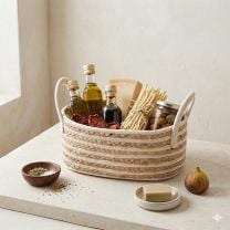 Ovaler Präsentkorb Natur M – Liora Ablagekorb 36 × 26 × 16 cm
