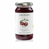 'Kira' Sauerkirsche Fruchtaufstrich BIO von Alpe Pragas, mit einem Fruchtanteil von 65%, gesüßt mit Agavendicksaft, bietet ein einzigartiges Geschmackserlebnis von fein-säuerlichen Weichselkirschen.