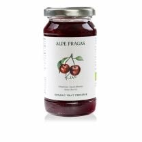 Alpe Pragas Fruchtaufstrich BIO mit 65% Weichselkirschen und gesüßt mit Agavendicksaft.