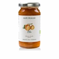 'Alba' Marille Fruchtaufstrich BIO von Alpe Pragas, hergestellt aus biologisch angebauten Südtiroler Marillen, reichhaltiger, süß-säuerlichen Geschmack mit natürlichem Agavendicksaft.