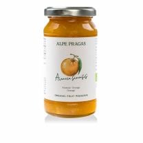 Alpe Pragas BIO Fruchtaufstrich aus 65% sizilianischen Navel- und Tarocco-Orangen, gesüßt mit natürlichem Agavendicksaft.