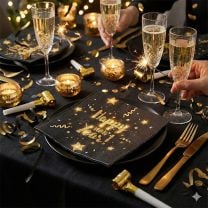"New Year Glitter black" Lunch-Servietten 33 x 33 cm