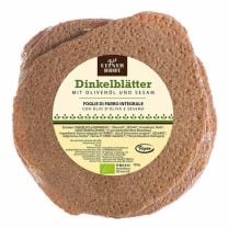 Hauchdünne, knusprige Dinkelblätter BIO mit feinem Sesam und nativem Olivenöl.