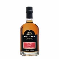 Lagrein Grappa Limited Edition von Walcher – 65 Monate im Sherryfass gereift. Aromen von Trockenfrucht, Nuss und Würze.