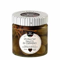 Frutti di Cappero von Cascina San Cassiano: eingelegte Kapernfrüchte mit Stiel aus dem Piemont, ideal für Antipasti und mediterrane Gerichte.