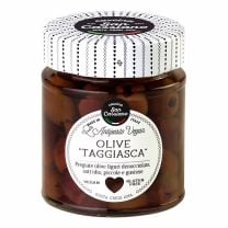 Olive sott'olio, eingelegte Taggiasca Oliven in Sonnenblumenöl, ausgezeichnet zum Aperitif, Saucen, Fleisch und Fisch.