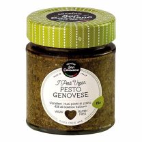 Pesto Genovese aus 43% italienischem und biologischem Basilikum.