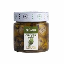 Gegrillte Artischocken-Herzen aus Apulien eingelegt in extra vergine Olivenöl überzeugen durch feine Röstaromen und knackigem Biss.