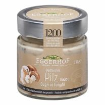 Sugo ai Funghi von Eggerhof und Kirnig, einer cremigen, fein abgestimmten Pilzsoße aus regionalen Zuchtpilzen.