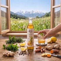 Bio Ingwer-Kurkuma Sirup mit Kräutern – Symphonie 250ml