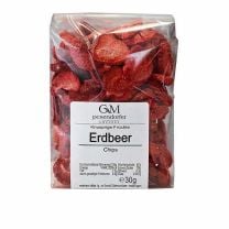 Gefriergetrocknete Erdbeerchips aus 100 % Erdbeeren – natürlich knusprig und fruchtig.