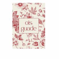 Postkarte „Ois guade – rote Blumen“ von handgemacht mit Liebe mit floralen Illustrationen in Rot und bayerischem Schriftzug.