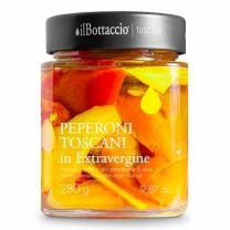 Peperoni aus der Toskana eingelegt in extra nativem Olivenöl, ein original italienischer Antipasto Genuss.