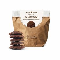 Il Biscotto al Cioccolato Infermentum – handgemachte italienische Schokoladenkekse in brauner Verpackung, feines Gebäck aus Verona.