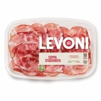 Levoni Coppa Schopfspeck geschnitten – gereifter italienischer Nackenspeck mit feiner Marmorierung, 13 Wochen luftgetrocknet.