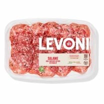 Feinkost aus Italien: Levoni Salame Napoli in Scheiben – luftgetrocknete italienische Salami mit ausgewählten Gewürzen, glutenfrei & 100 % italienisch.