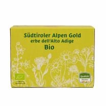 BIO-Kräutertee vom Kräuterschlössl aus dem Vinschgau: Südtiroler Alpen Gold BIO-Kräutertee in 15 portionierten Filterbeuteln. 
