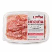 LEVONI geschnittene Fenchelsalami, wird aus dem Fleisch von in Italien geborenen und aufgezogenen Schweinen hergestellt und verkörpert die feinsten Traditionen der italienischen Wurstherstellung.
