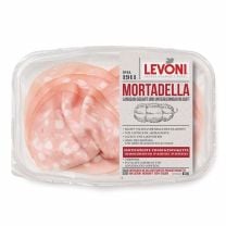 Levoni fein geschnittene Mortadella aus italienischem Schweinefleisch, langsam gegart und unverkennbar im Duft und Geschmack.