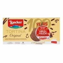 Loacker Gran Pasticceria Tortina Original, mit Milchschokolade überzogene, zarte Waffeln mit Haselnusscreme-Füllung.