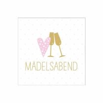 Cocktail-Serviette „Mädelsabend“ von PPD mit goldenem Schriftzug, Herz und Sektgläsern – ideal für Mädelsabende & Partys.