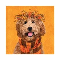 Charmante Herbstservietten Hundemotiv Dudley 33x33 cm FSC-zertifiziert und 3-lagig.