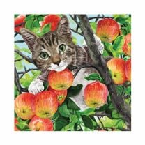 PPD Fuji Lunch-Servietten mit Katze im Apfelbaum – fruchtiges Design für eine originelle Tischdeko in höchster Qualität.