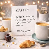 Papierservietten mit Kaffeespruch „Kaffee redet nicht“ 33 × 33 cm
