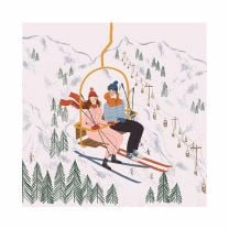 Stimmungsvolle PPD Papierservietten Zermatt Ski-Design, FSC-zertifiziert und 3-lagig.