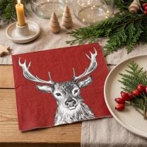Weihnachtsservietten mit Hirsch „Paul Red“ 33 × 33 cm