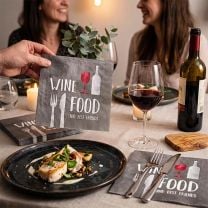 Papierservietten mit Weinmotiv „Wine Food“ 33 × 33 cm