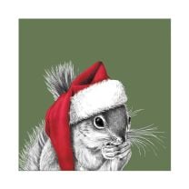 Weihnachtsservietten mit Eichhörnchen „Ralf Red Hat Green“ 33 × 33 cm