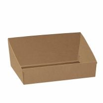 Formschöne Präsentierschale aus naturbraunem Karton für Ihre individuell-persönliche Geschenkepräsentation.