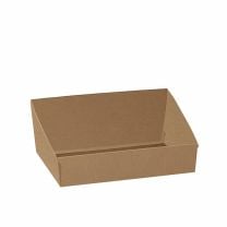 Formschöne Präsentierschale aus naturbraunem Karton für Ihre individuell-persönliche Geschenkepräsentation.