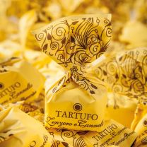 Tartufo Zenzero e Cannella – Ingwer-Zimt-Trüffelpralinen von Antica Torroneria Piemontese, handgemacht im Piemont.