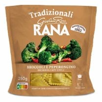 Frische, gefüllte Ravioli mit Brokkoli, verfeinert mit Peperoncino - eine überraschende Geschmacksvariation der neuen Rana Pasta-Linie.