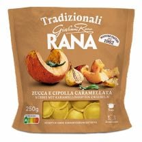 Ravioli mit Kürbis und karamellisierten Zwiebeln von Pasta Rana – Tradizionali-Linie.
