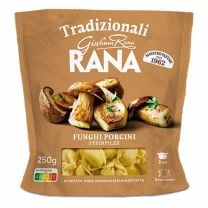 Frische gefüllte Tortelloni von Pasta Rana mit kleinen Steinpilze Stückchen in der Füllung.