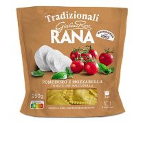 Ravioli Tomate Mozzarella von Pasta Rana – Tradizionali Packung mit fruchtiger Füllung und italienischen Zutaten.