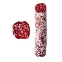 Trockners Hirschsalami der Metzgerei Trockner aus Kollmann bei Barbian in Südtirol – grobe, luftgetrocknete Wildsalami aus Hirsch- und Schweinefleisch.