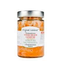 Vinschger Gemüse Gelb – fermentierter Mix mit Karotten, Sellerie und feinem Ingwer.