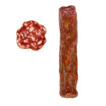 Trockners Rehsalami der Metzgerei Trockner aus Kollmann bei Barbian in Südtirol – grobe, luftgetrocknete Wildsalami aus Reh- und Schweinefleisch.