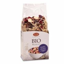 Bio-Müsli Waldbeeren-Apfel Müsli von Fuchs aus Südtirol mit feinem Crunch und natürlicher Fruchtnote.