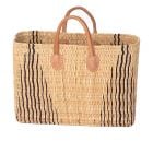 Große rechteckige Strohtasche natur-blau – Coastal Chic Big