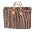Große rechteckige Strohtasche natur-blau gestreift – Marina Stripe Big